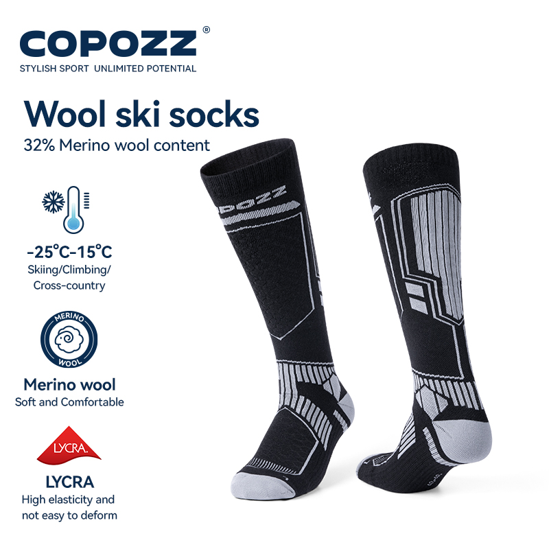 Knee High Sock Women - COPOZZ Merino Wool Winter Ski Socks