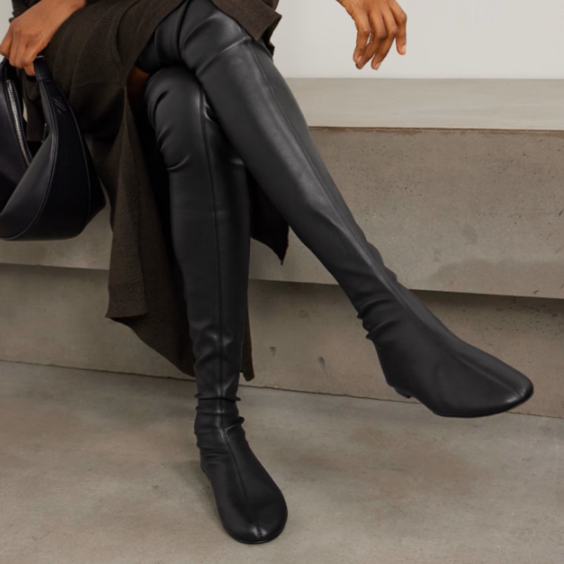 Brown Soft Stretch Faux Leathe - Boot Sock Slouchy ulasan dan harga