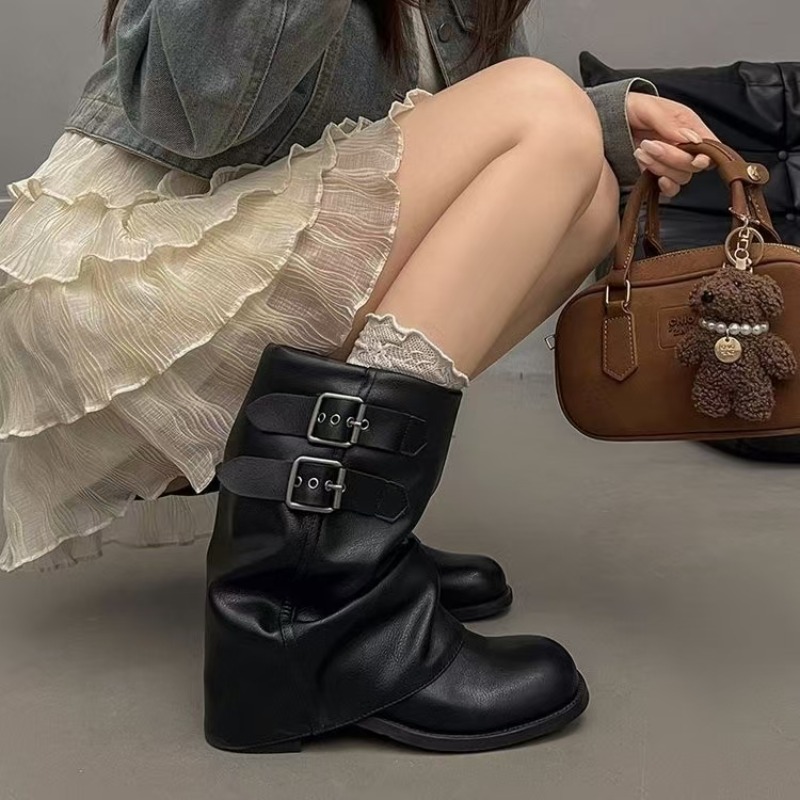 Women Black Slouchy Mid Calf B - Boot Sock Slouchy ulasan dan harga