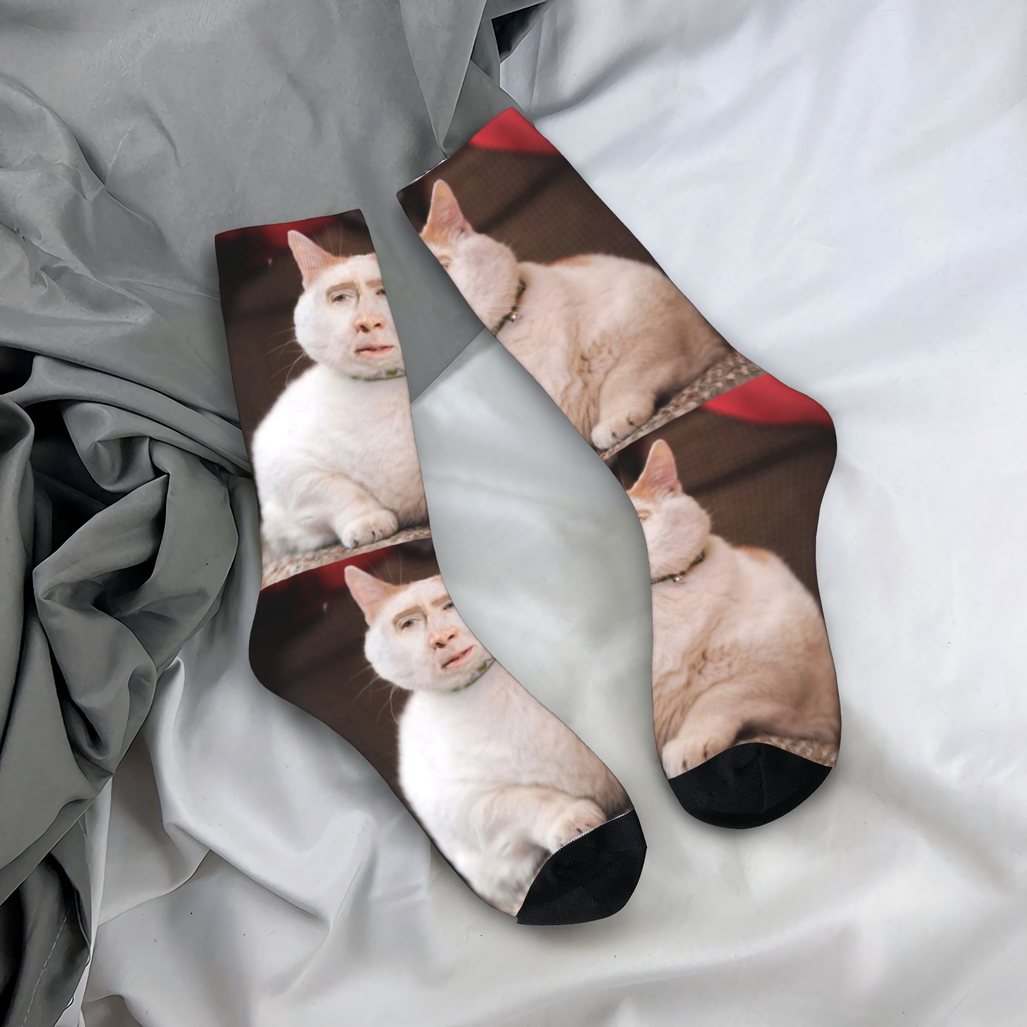 Custom Nicolas Cage Cat Meme M - Dress Sock Men ulasan dan harga